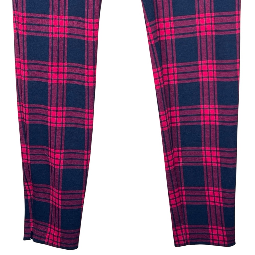 Talbots Red & Black Plaid Stretch Knit Straight Leg Pants Leggings Size 2 EUC - Picture 3 of 10